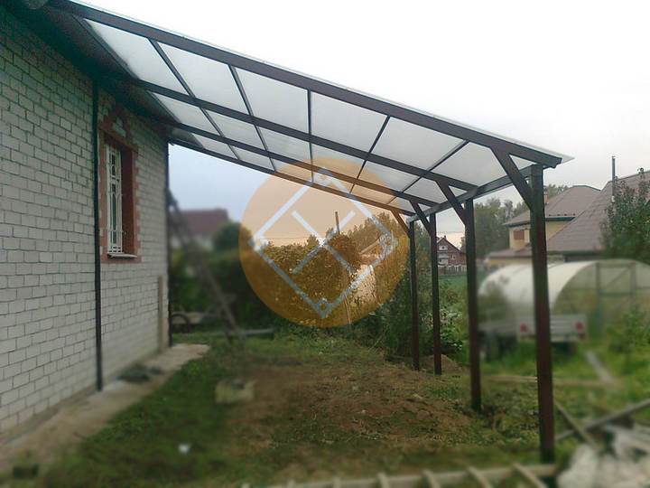 навес к дому с односкатной крышей